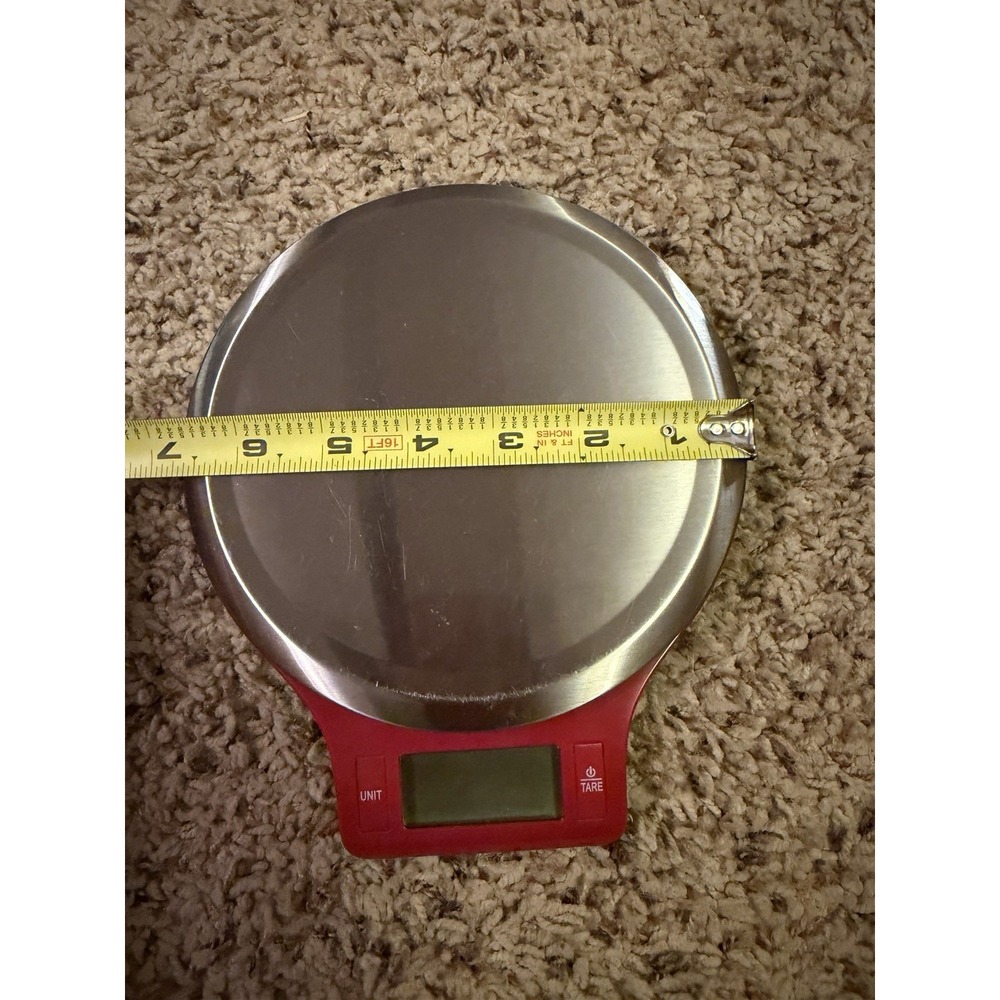 Red Electronic Kitchen Scale Model# EK3211WM 5000 G / 11 Lb 2X 1.5V AAA - Picture 2 of 4